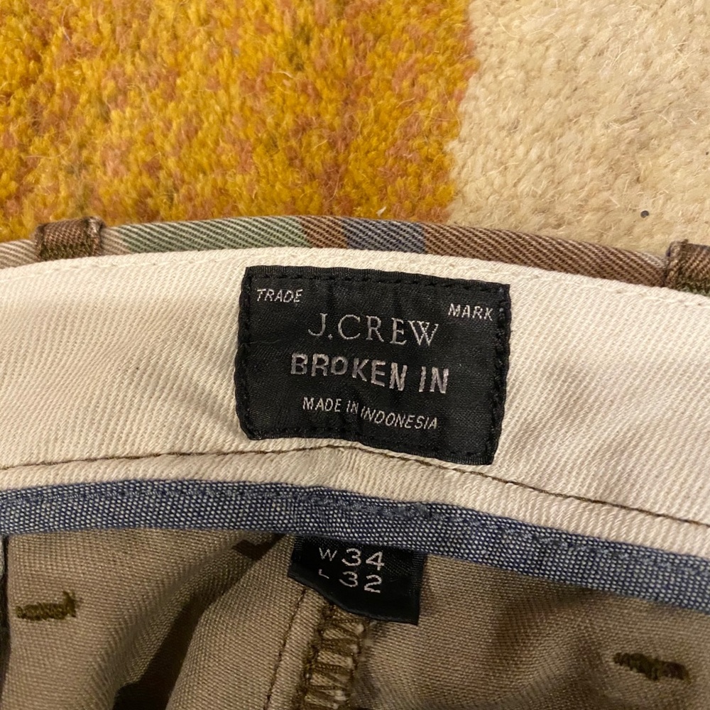 J Crew broken in camo chino